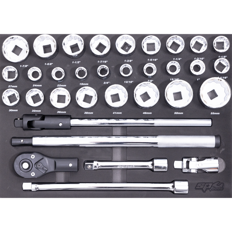 SP Tools Foam Tray - Metric/SAE - 32pc - Sockets & Accessories Included