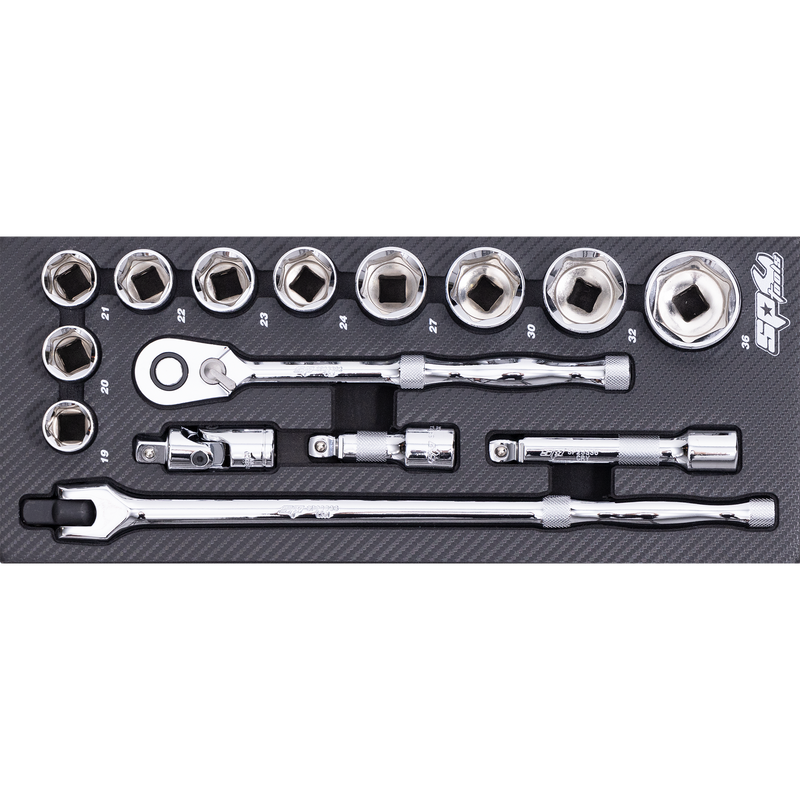 SP Tools 15Pc Metric Tech Series Socket & Accs EVA Foam
