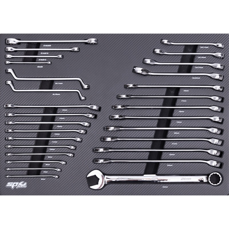 SP Tools 29Pc Metric Tech Series Spanners EVA Foam Tray