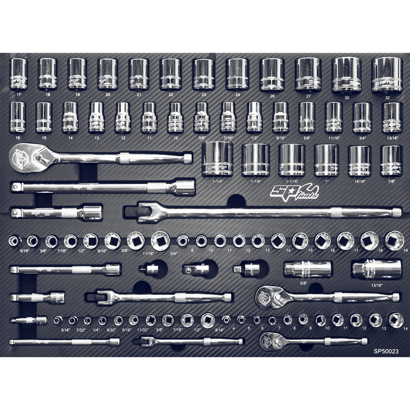 SP Tools 90Pc Metric/SAE Tech Series Sockets & Accs EVA