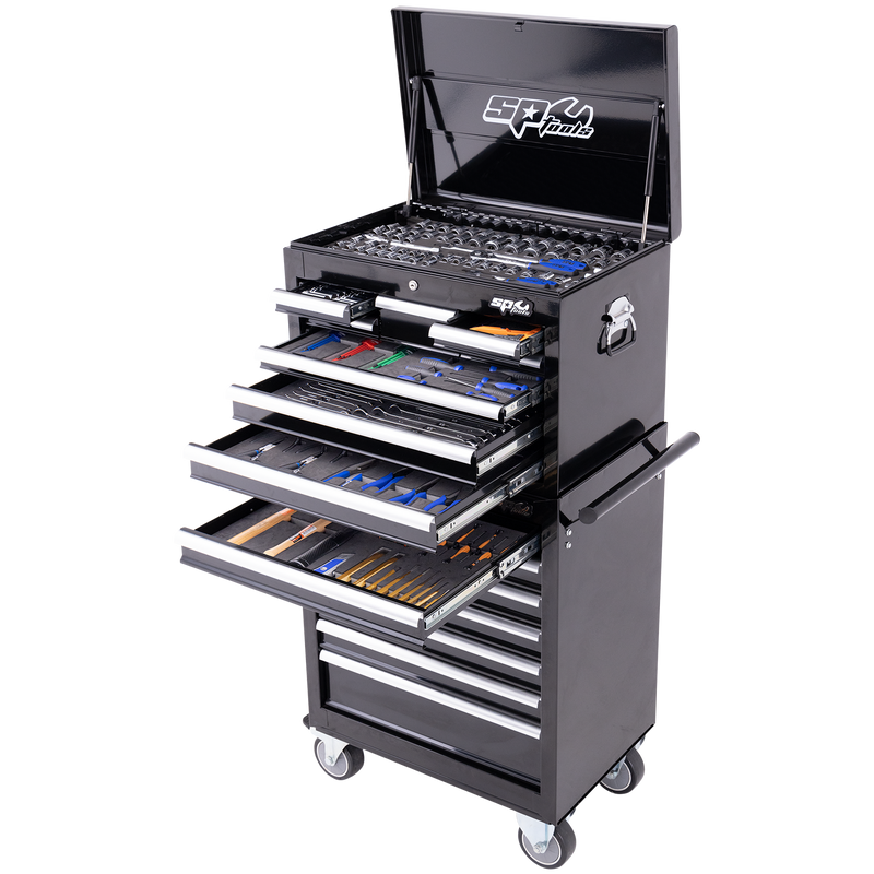 SP Tools Custom Series Tool Kit Combo 303pc - Metric & SAE - Black/Chrome - Plus Extra EVA Foam Trays