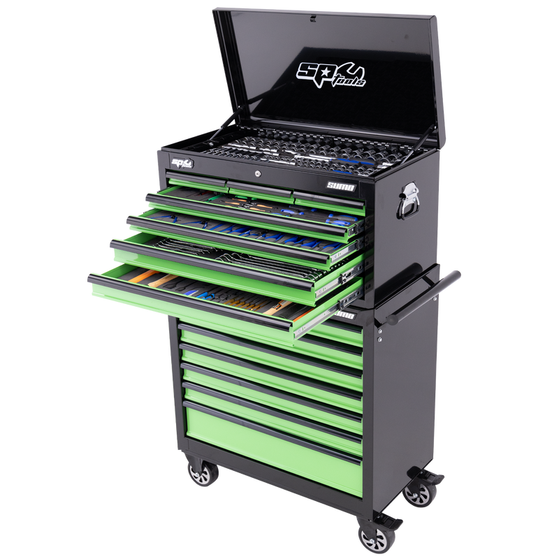 SP Tools 417Pc 14 Drawer Sumo Tool Kit Combo Black/Green
