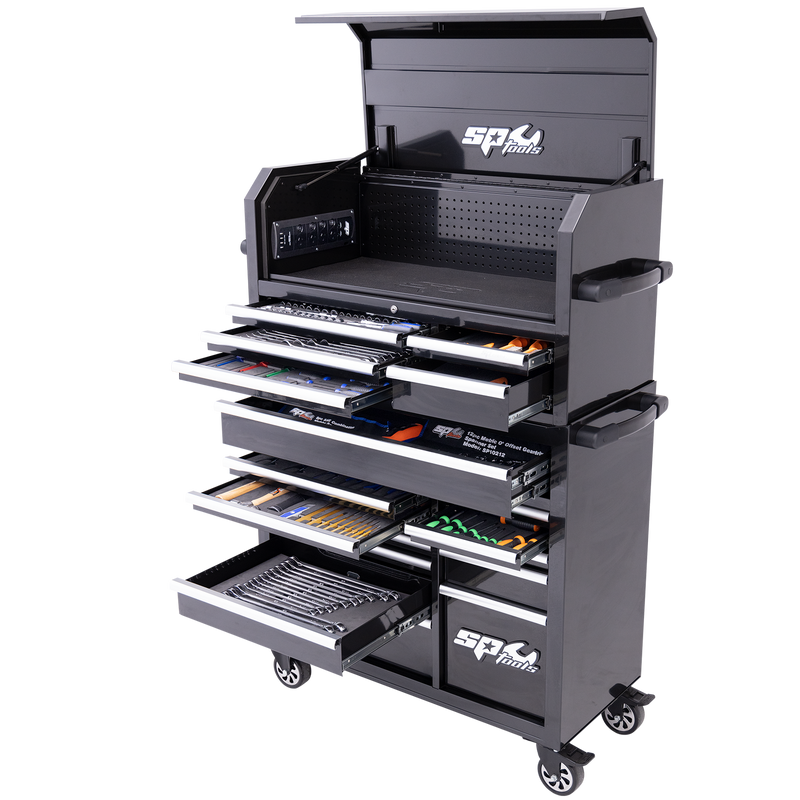 SP Tools Sumo Series Power Hutch Tool Kit Combo - 550pc - Metric & SAE - Black/Crome - Plus Extra EVA Foam Trays
