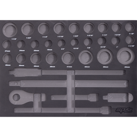 SP Tools EVA Foam Tray - Suits Sockets & Accessories - Metric & SAE - 32pc