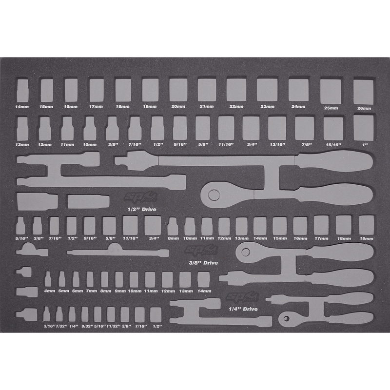 SP Tools EVA Foam Tray - Suits Sockets & Accessories - Metric & SAE - 84pc