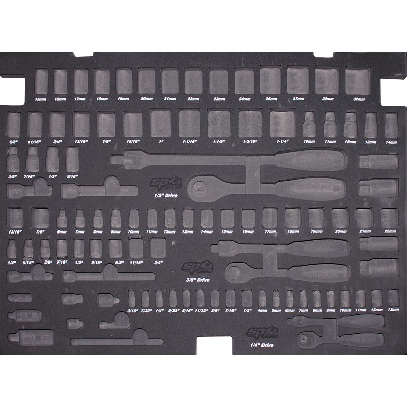 SP Tools EVA Foam Tray - Suits Sockets & Accessories - Metric & SAE - 103pc