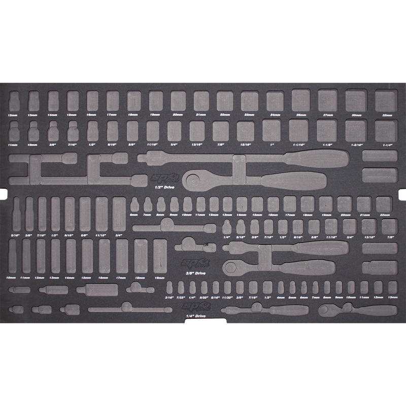 SP Tools EVA Foam Tray - Suits Sockets & Accessories - Metric & SAE - 122pc