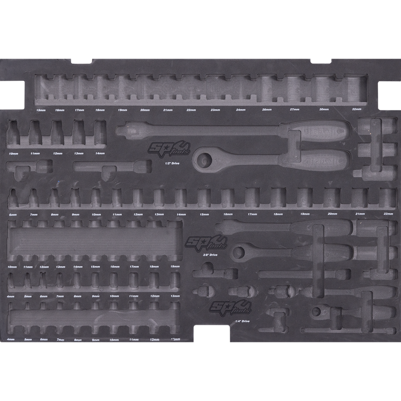 SP Tools EVA Foam Tray - Suits Sockets & Accessories - Metric & SAE - 84pc