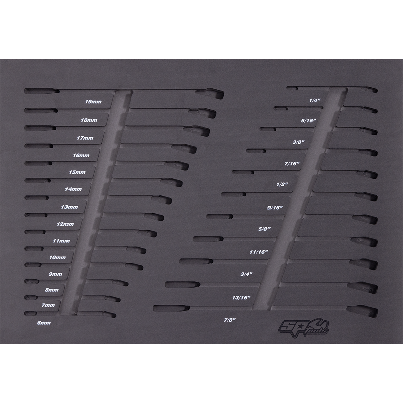 SP Tools EVA Foam Tray - Suits Spanners - Metric & SAE - 25pc