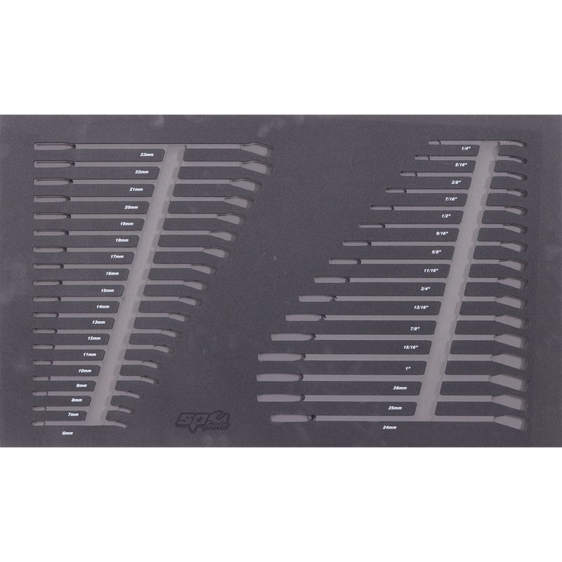 SP Tools EVA Foam Tray - Suits Spanners - Metric & SAE - 34pc