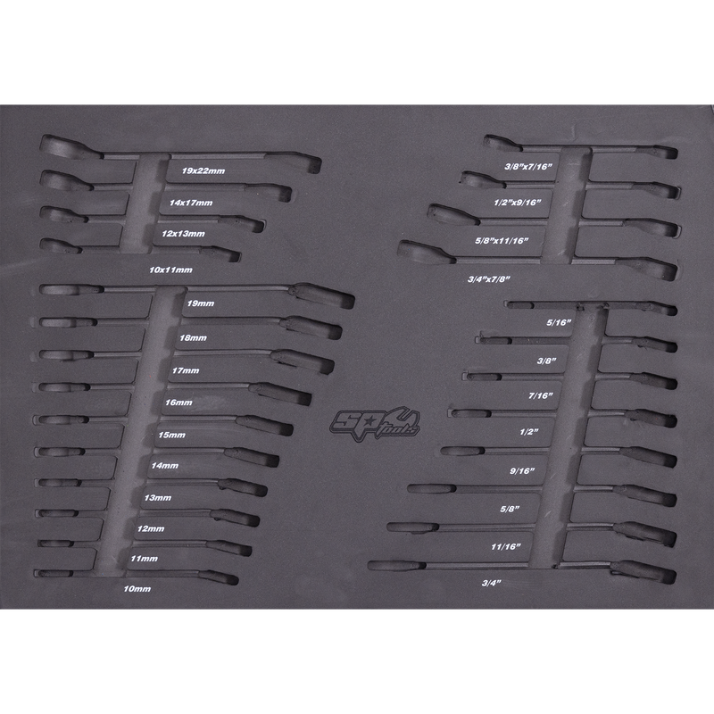 SP Tools EVA Foam Tray - Suits Spanners - Metric & SAE - 26pc