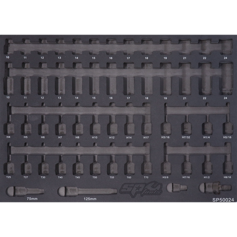 SP Tools EVA Foam Tray - Suits Impact Sockets & Accessories - Metric Only - 56pc