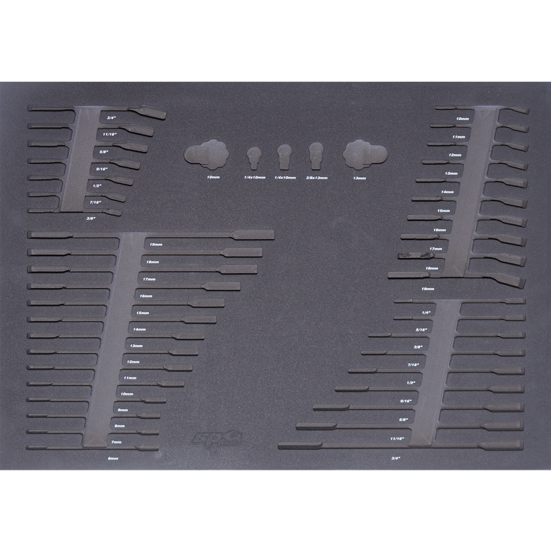 SP Tools EVA Foam Tray - Suits Spanners & Finger Ratchets - Metric & SAE - 45pc