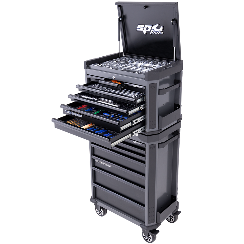 SP Tools Tech Series Tool Kit Combo - 282pc - Metric & SAE - Diamond Black - Plus Extra EVA Foam Trays
