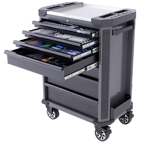 SP Tools Tech Series - Starter Professional Technician Roll Cab Tool Kit - 230pc - Metric Only - Diamond Black - Plus Extra EVA Foam Trays