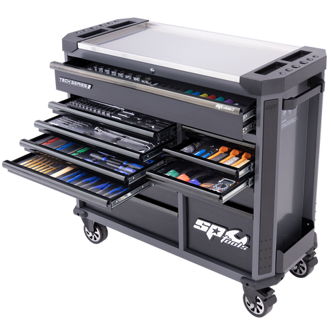 SP Tools Tech Series - Trade Technician Roll Cab Tool Kit - 386pc - Metric Only - Diamond Black - Plus Extra EVA Foam Trays