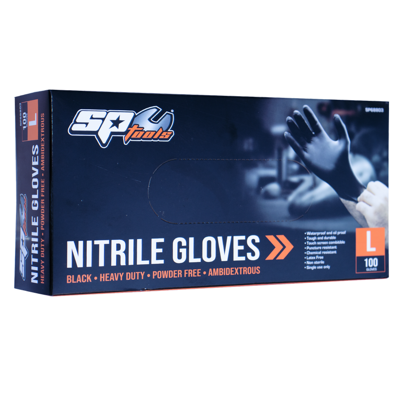 SP Tools Disposable Nitrile Black Gloves