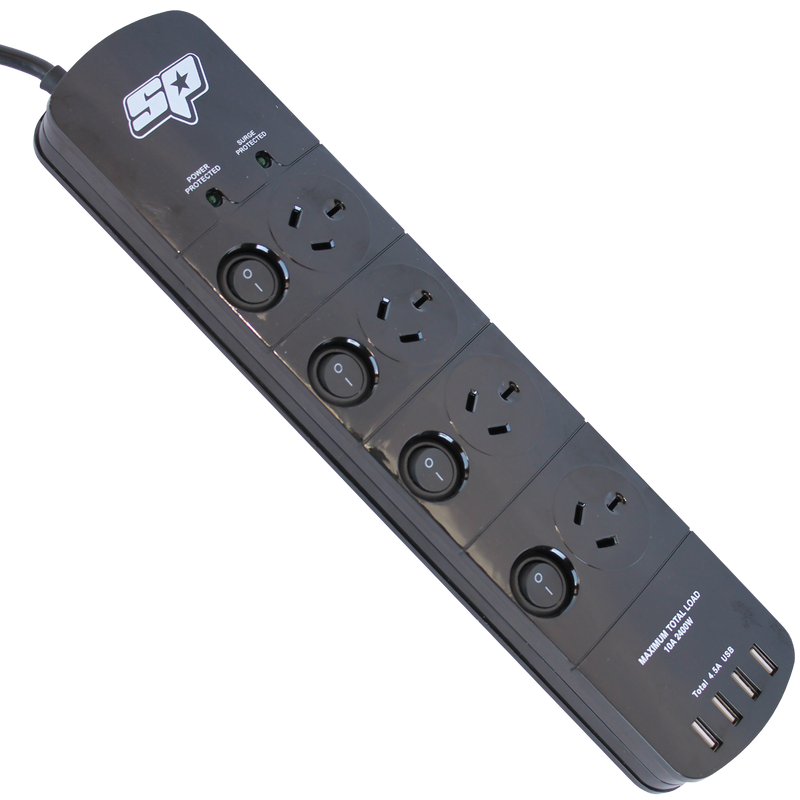 SP Tools SP69998 Surge Protected Power Board - 4 Outlets
