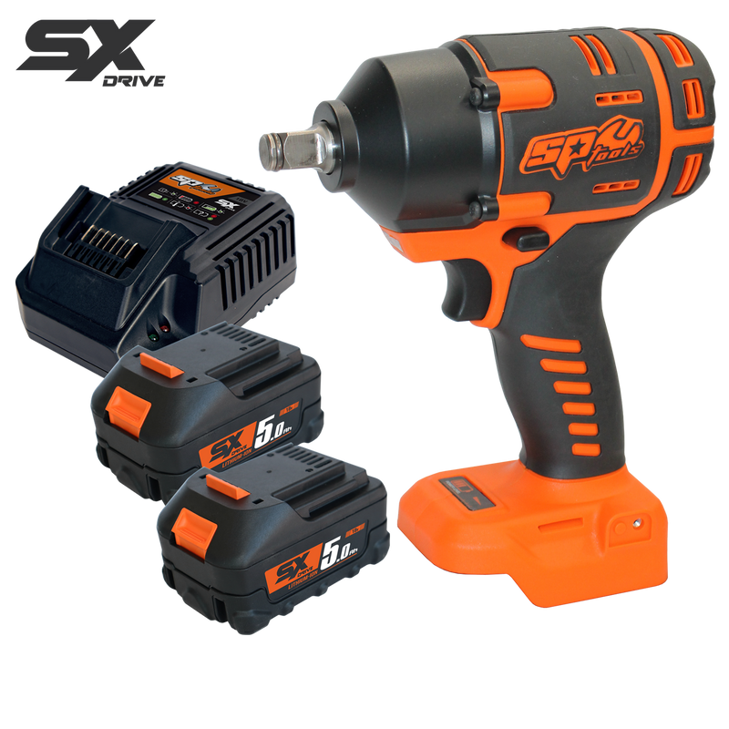 SP Tools 18v 1/2" Drive Brushless Impact Wrench Kit - 5.0Ah X2 - SX Drive
