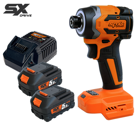 SP Tools 18v 1/4" Hex Bit Brushless 4 Mode Variable Speed Impact Driver Kit- 5.0Ah X2 - SX Drive