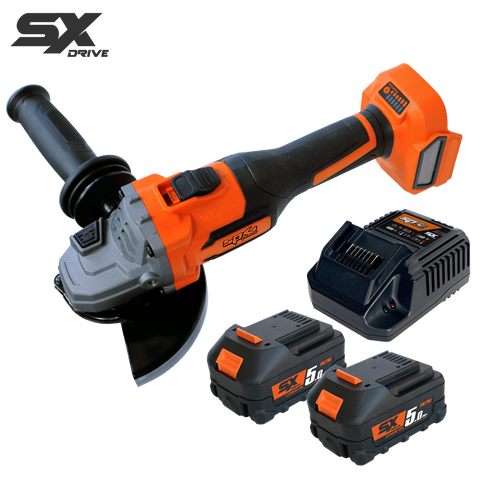 SP Tools 18v 125mm - 5" Brushless 6 Speed Angle Grinder Kit - 5.0Ah X2 - SX Drive
