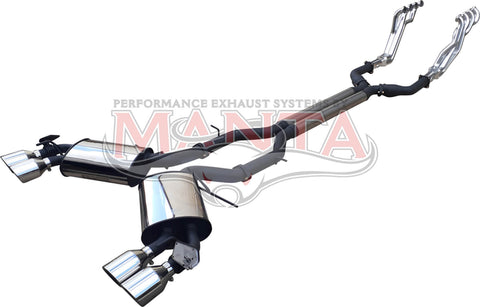 Manta Performance Dual 3in & 17/8in Coated Extractors System with Valves & 4in Tips (Camaro 18+) — fits Chevrolet C...