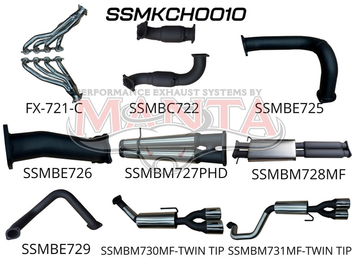 Manta Performance Full Exhaust with HPC Coated Extractors & Cat with Quad Tips (Silverado 1500 14+) — fits Chevrole...
