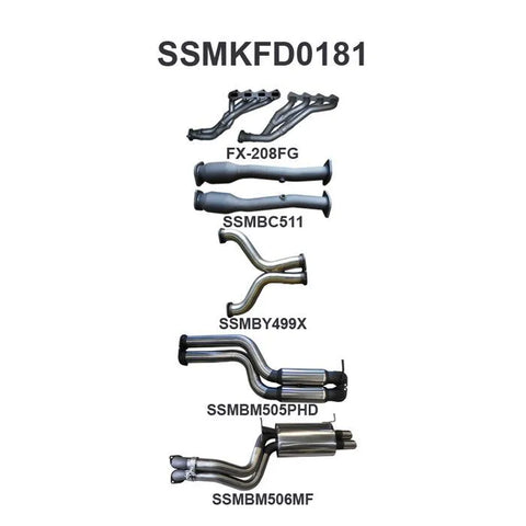 Manta Performance Dual 2.5in Exhaust with Extractors Hotdog/Muffler (Falcon FG 08-16) — fits Ford Falcon