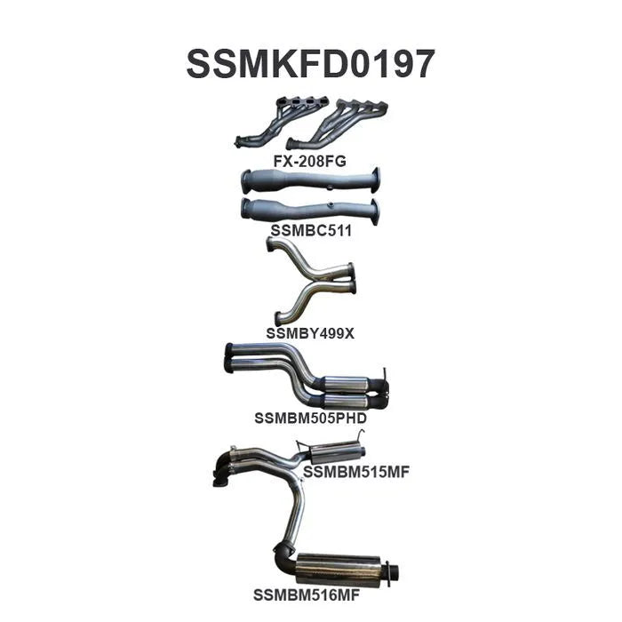 Manta Performance 3in L & R with Extractors Hotdog/Muffler (Falcon FG 08-16) — fits Ford Falcon
