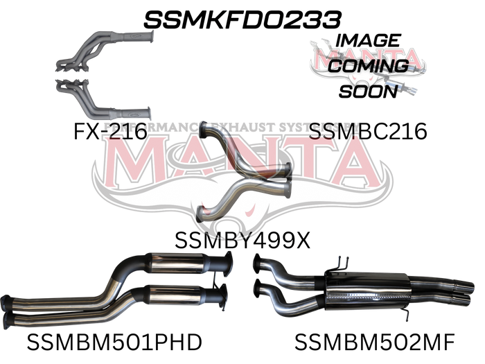 Manta Performance Dual 2.5in Exhaust with Extractors Hotdog/Muffler (Falcon FG 08-16)