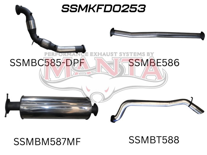 Manta Performance Turbo Back with Cat (Ranger PX2 15-18) — fits Ford Ranger