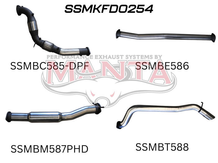Manta Performance Turbo Back with Cat - Hotdog (Ranger PX2 15-18) — fits Ford Ranger