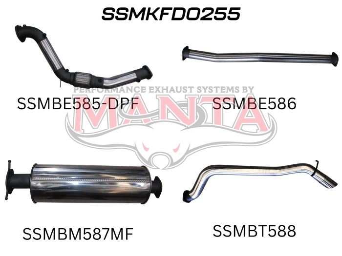Manta Performance Turbo Back without Cat with Muffler (Ranger PX2 15-18) — fits Ford Ranger