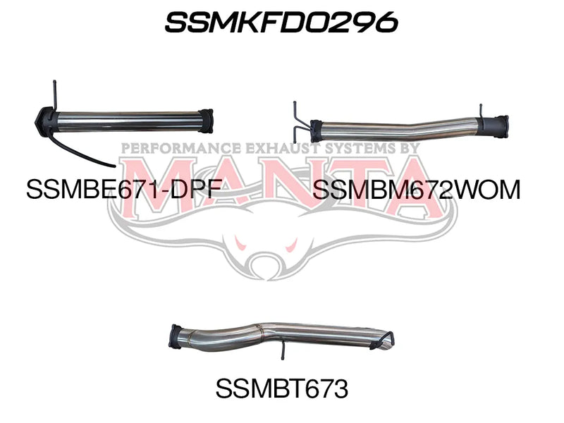 Manta Performance 4in DPF Back Without Centre Muffler (Next Gen T6.2 Ranger V6) — fits Ford Ranger