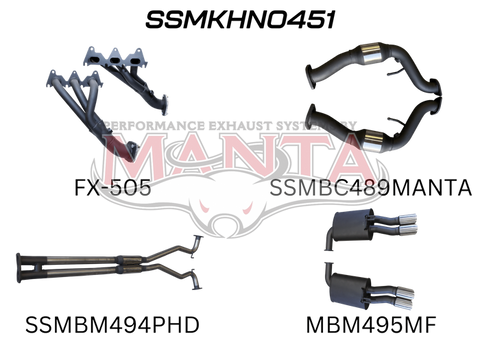 Manta Performance Exhaust Full System with Extractors Hotdog/Muffler (Commodore VE/VF 06-17) — fits Holden Commodor...