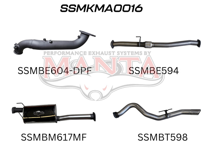Manta Performance Turbo Back without Cat & with Muffler (BT-50 20+) — fits Mazda BT-50 UP