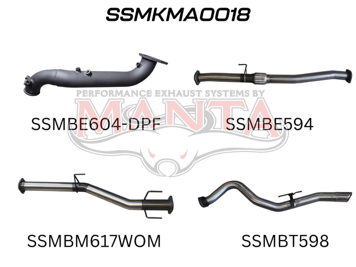 Manta Performance Turbo Back without Cat & Muffler (BT-50 20+) — fits Mazda BT-50 UP