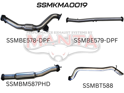 Manta Performance Exhaust Full System without Cat & with Hotdog (BT-50) — fits Mazda BT-50 UP