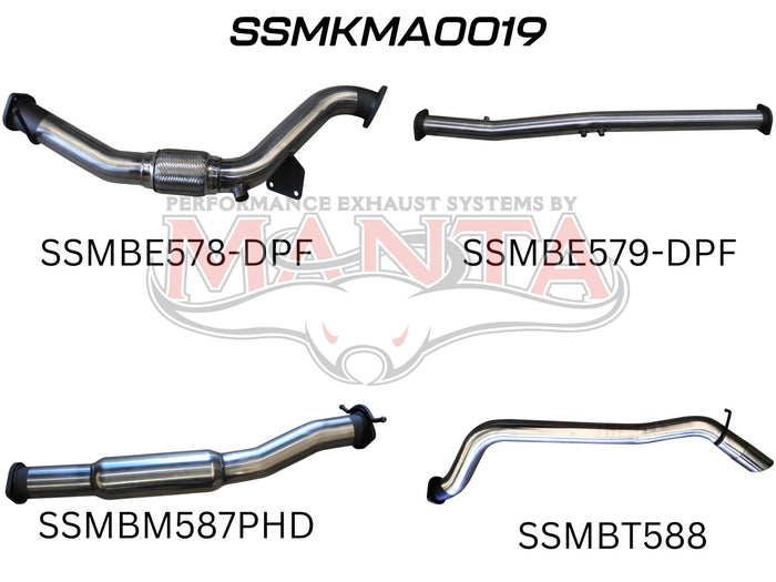 Manta Performance Exhaust Full System without Cat & with Hotdog (BT-50) — fits Mazda BT-50 UP