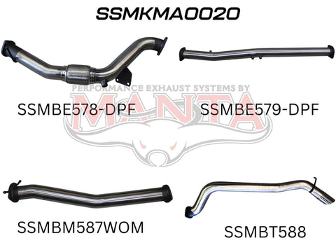 Manta Performance Exhaust Full System without Cat & without Muffler (BT-50) — fits Mazda BT-50 UP