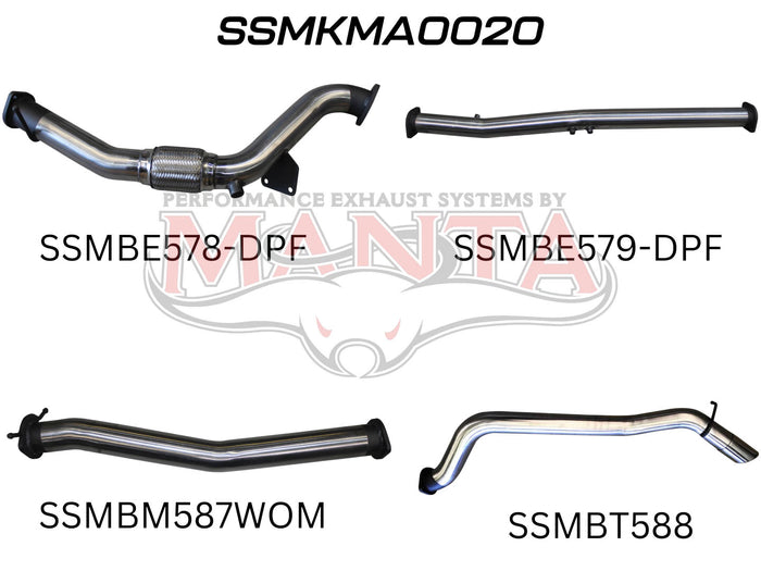 Manta Performance Exhaust Full System without Cat & without Muffler (BT-50) — fits Mazda BT-50 UP
