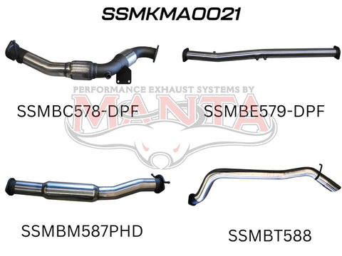 Manta Performance Exhaust Full System with Cat & with Hotdog (BT-50 20+) — fits Mazda BT-50 UP