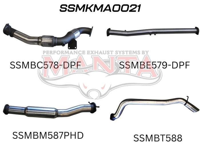 Manta Performance Exhaust Full System with Cat & with Hotdog (BT-50 20+) — fits Mazda BT-50 UP