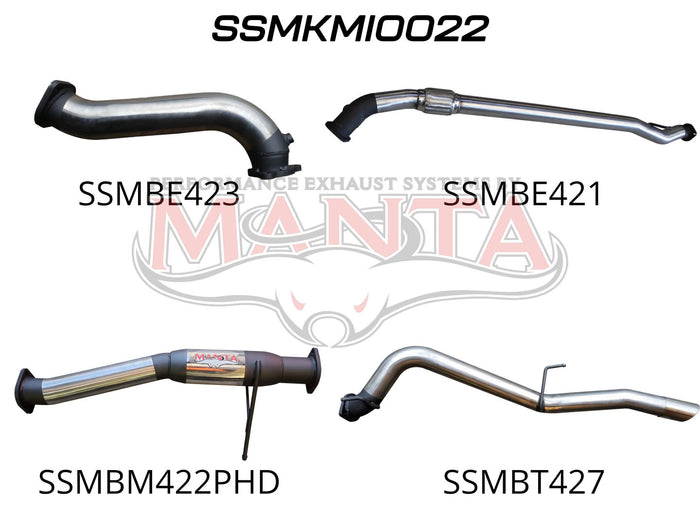 Manta Performance Exhaust Full System without Cat & with Hotdog (Triton MN 09-14) — fits Mitsubishi Triton