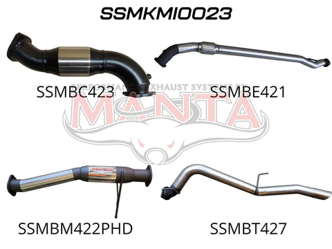 Manta Performance Exhaust Full System with Cat No Muffler (Triton MN 09-14) — fits Mitsubishi Triton