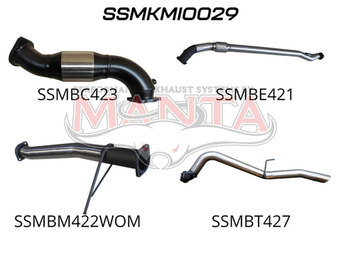 Manta Performance Exhaust Full System with Cat No Muffler (Triton MN 09-14) — fits Mitsubishi Triton