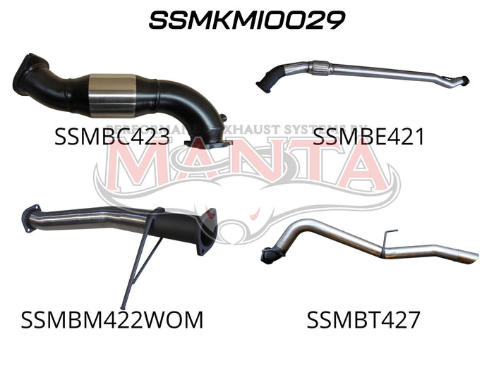 Manta Performance Exhaust Full System with Cat No Muffler (Triton MN 09-14) — fits Mitsubishi Triton