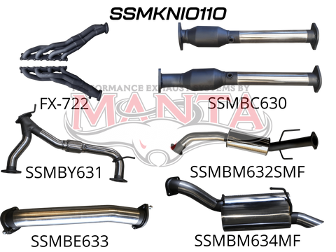 Manta Performance 3in Full System-Extractors, Hi Flow Cats, Medium, Sml Centre Muffler (Patrol Y62 V8 5.6L Wagon)