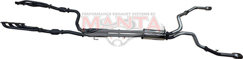 Manta Performance Dual 3in into Full Exhaust with Extractors & Cat & 5in Chrome Tips (Ram 1500 DS 09-18) — fits Dod...