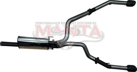 Manta Performance Single 3in into Dual Factory Cat Back Exhaust with 5in Black Tips (Ram 1500 DS 09-18) — fits Dodg...